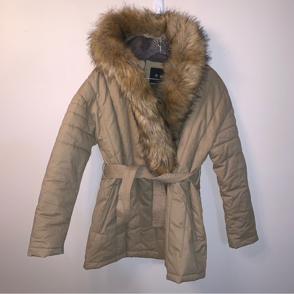 Maje Faux Fur Trimmed Cotton Blend Twill Hooded Coat 4 - Picture 4 of 14